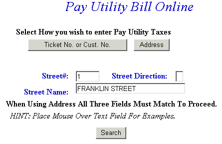 Pay using address example screen