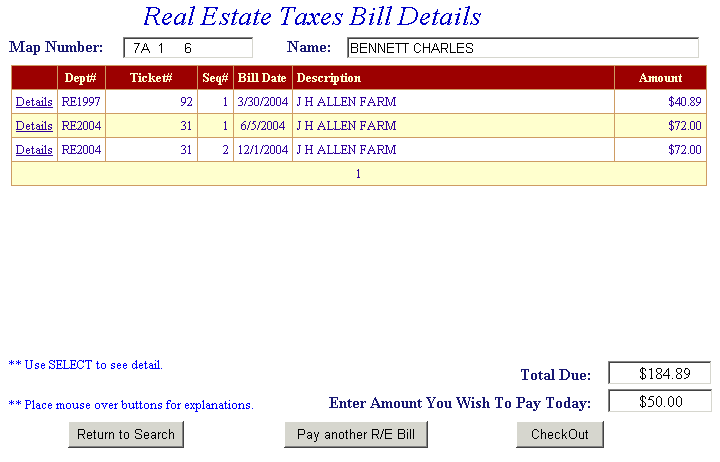 Total bill screen example